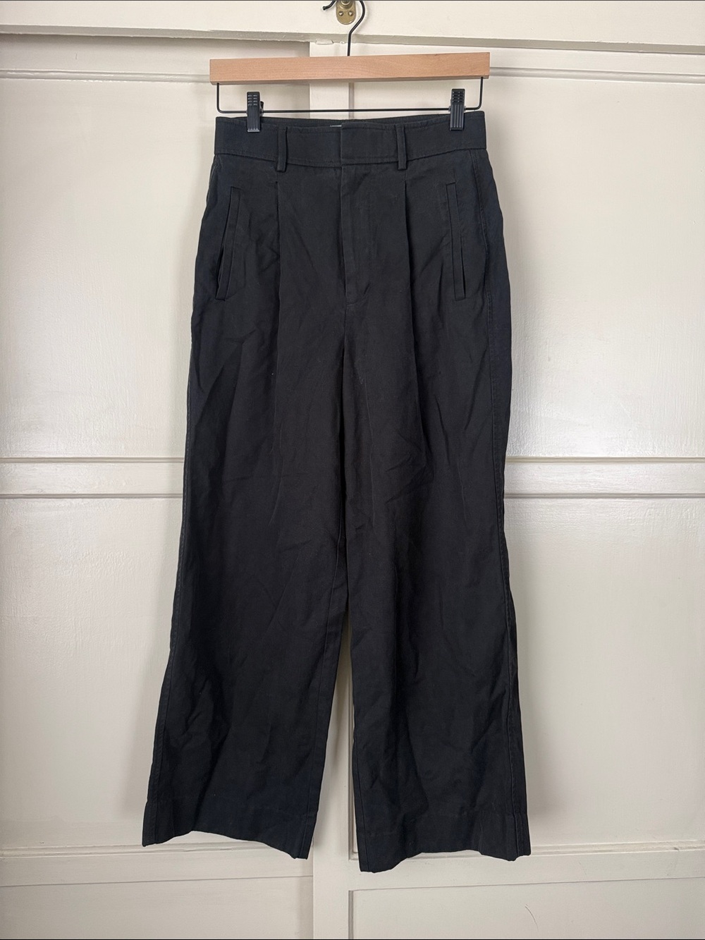 Everlane Black Wide-Leg High-Rise Trousers